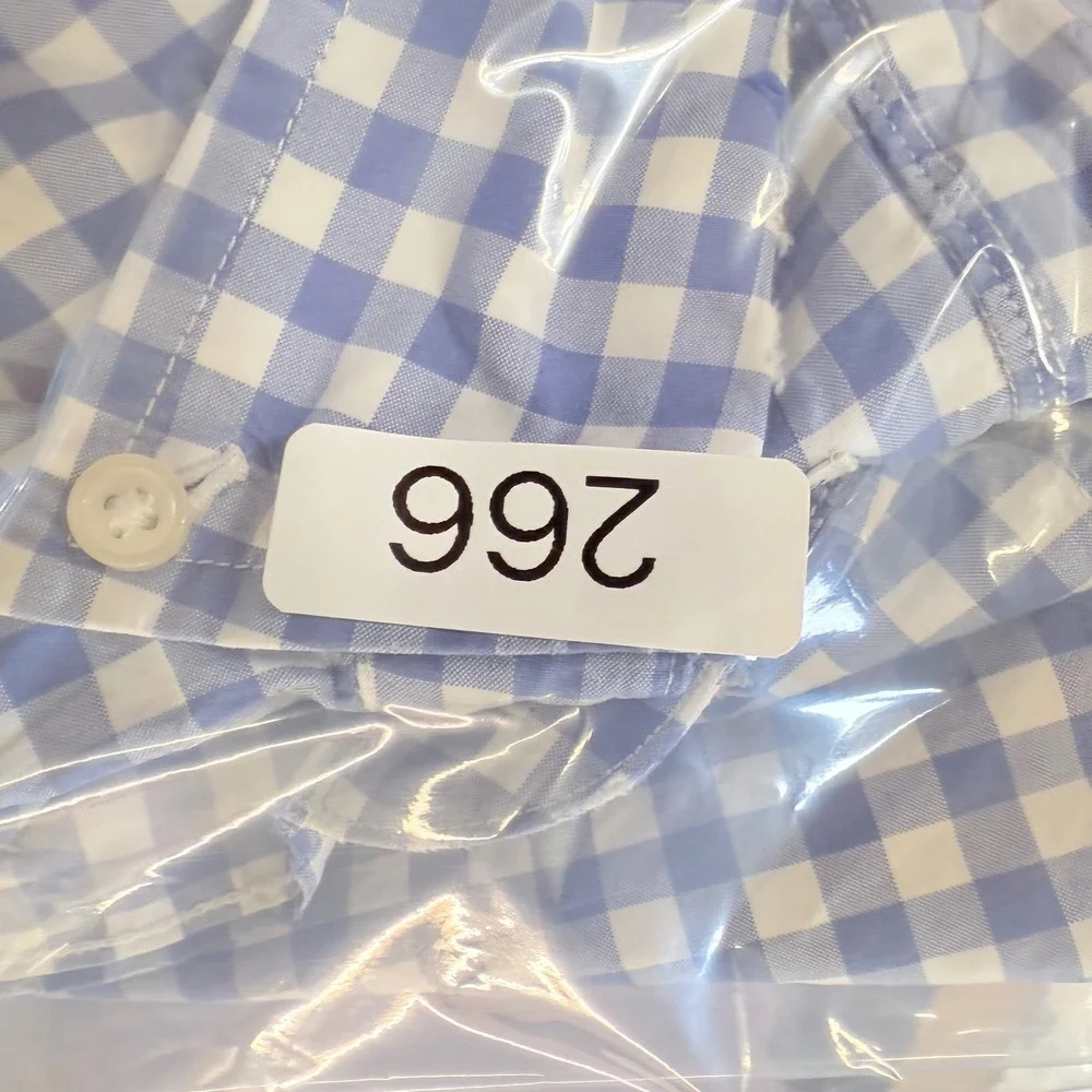 J.Crew Gingham Shirt Button Down Long‎ Sleeve Blue White Checkered Mens L,preppy